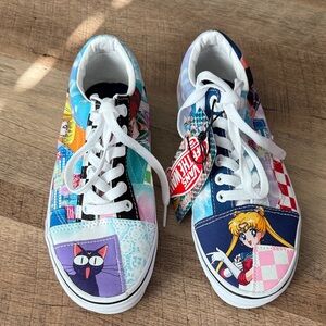 New Vans Sailor Moon checkered Anime Graphic Sneakers shoes women’s size 6.5